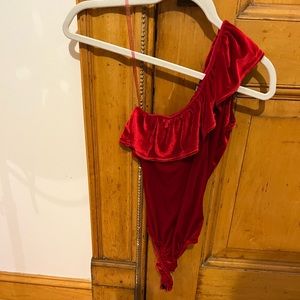 Red velvet top/bodysuit